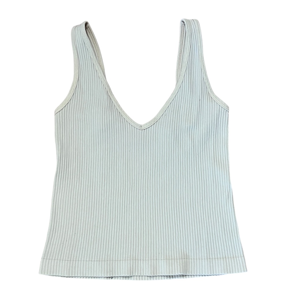 Aura Crop Ribbed Tank Top Taupe Size Medium / Large